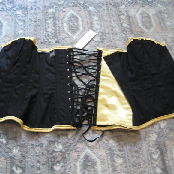 Daisy Corsets Gold Sequin and Satin Overbust Corset Top ~ Size Large - Picture 5 of 7